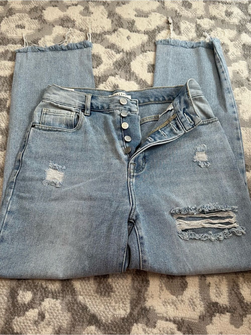 Pacsun Size 26 High Rise Straight Jeans Light Wash Button Fly Distressed